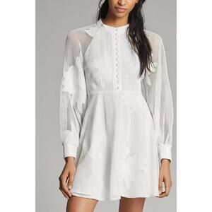 Anthropologie Mare Mare Sabine Embroidered Mini Dress Sz XS White